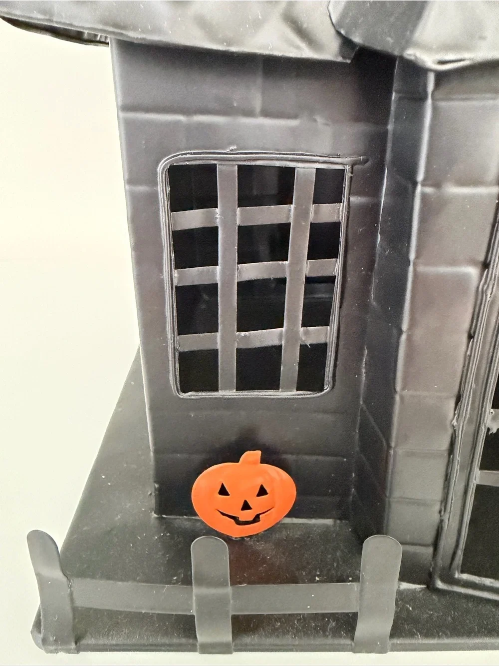 POTTERY BARN Haunted House Halloween Black Metal Tea light Candle Holder RETIRED